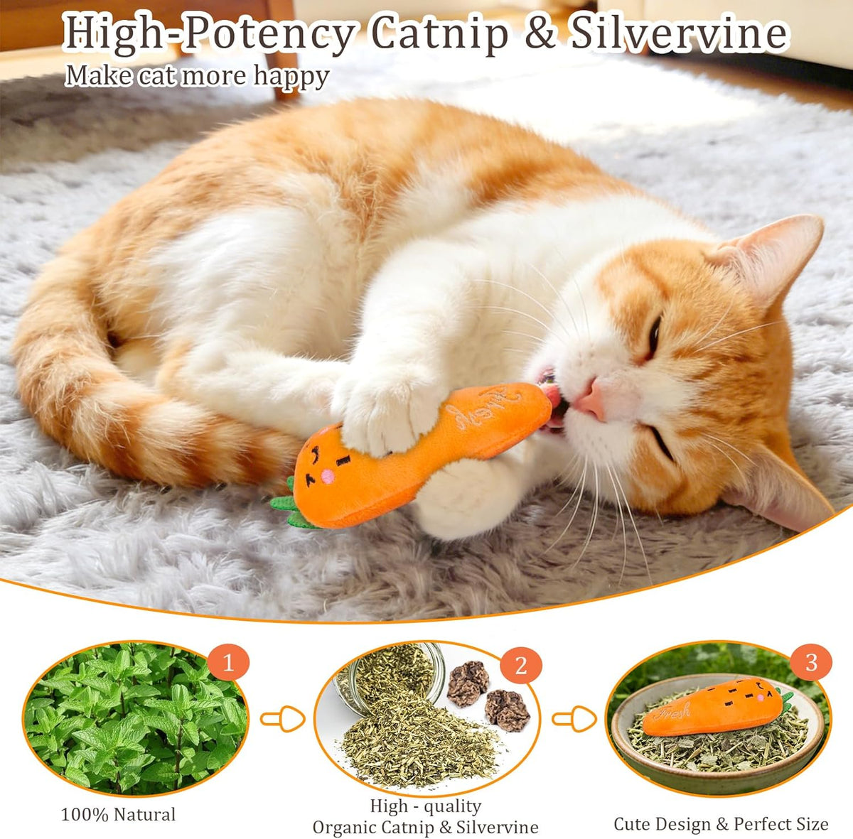 ETEKYER Catnip Cat Toys, 5 Pack, Plush Cat Nip Toys for Indoor Kitten Kitty, Interactive Cat Kicker Chew Safe  - view 2