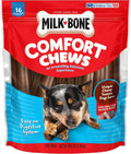 Milk-Bone Comfort Chews, Rawhide Free Dog Treats with Unique Chewy Texture and Real Beef, 16 Chews, Easy on Di