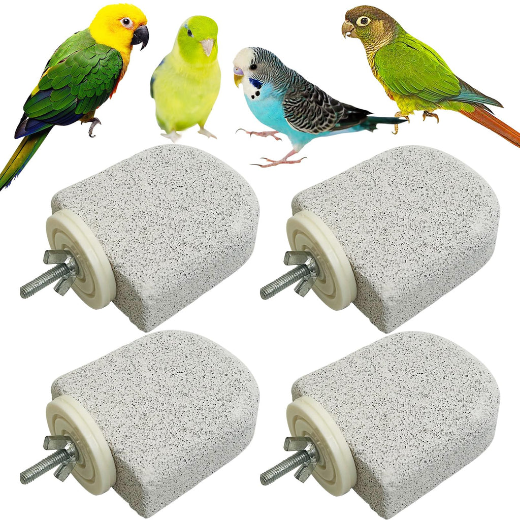 PINVNBY 4 PCS Bird Perch Stands Parrot Calcium Perch Beak Grinding Stone Foot Claws Trimmer Parakeet Platform 