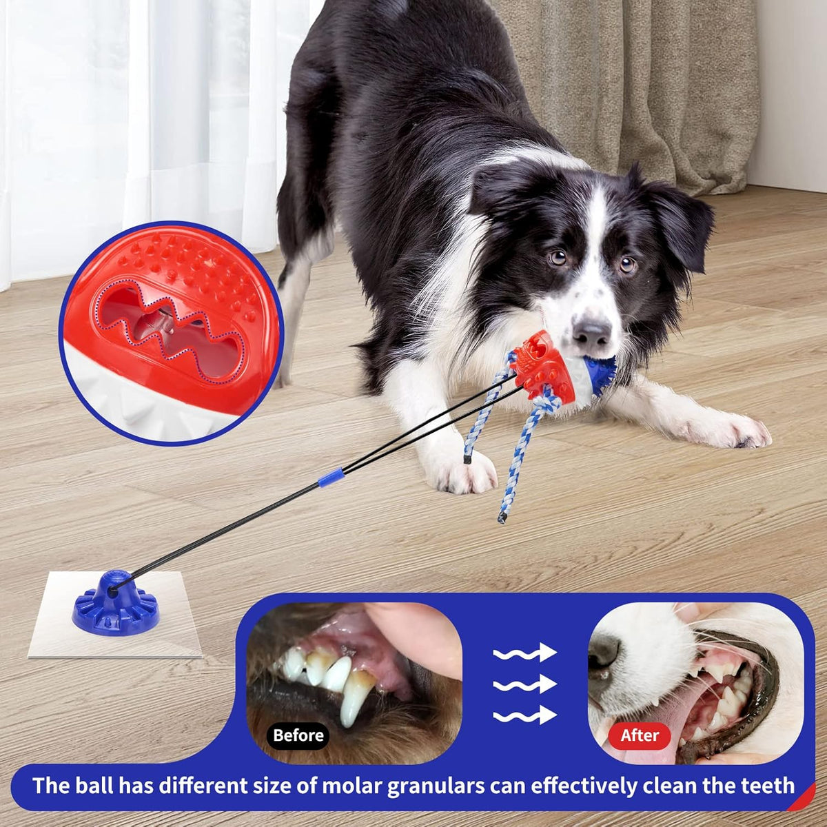 Interactive Dog Toys Aggressive Chewer Suction Cup Tug of War, Indestructible Puzzle Toys & Treat Dispensing B - view 3