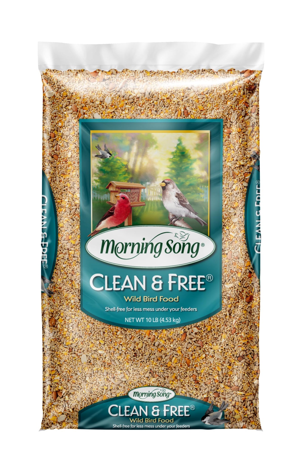 Morning Song Clean & Free Shell Free Wild Bird Food, Premium No Mess Bird Seed for Outside Feeders, 10-Pound B