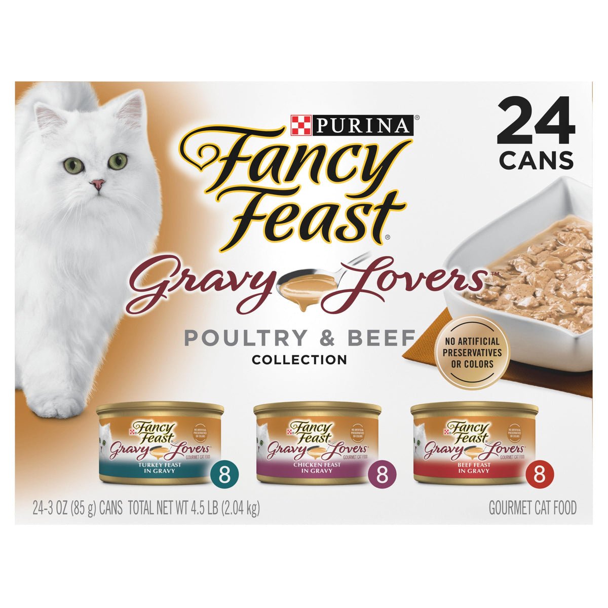 Purina Fancy Feast Gravy Lovers Poultry and Beef Grilled Gourmet Wet Cat Food Variety Pack - (Pack of 24) 3 oz