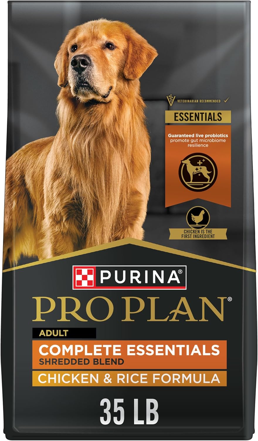 Purina Pro Plan Complete Essentials Shredded Blend Chicken and Rice Dog Food Dry Formula with Probiotics for D