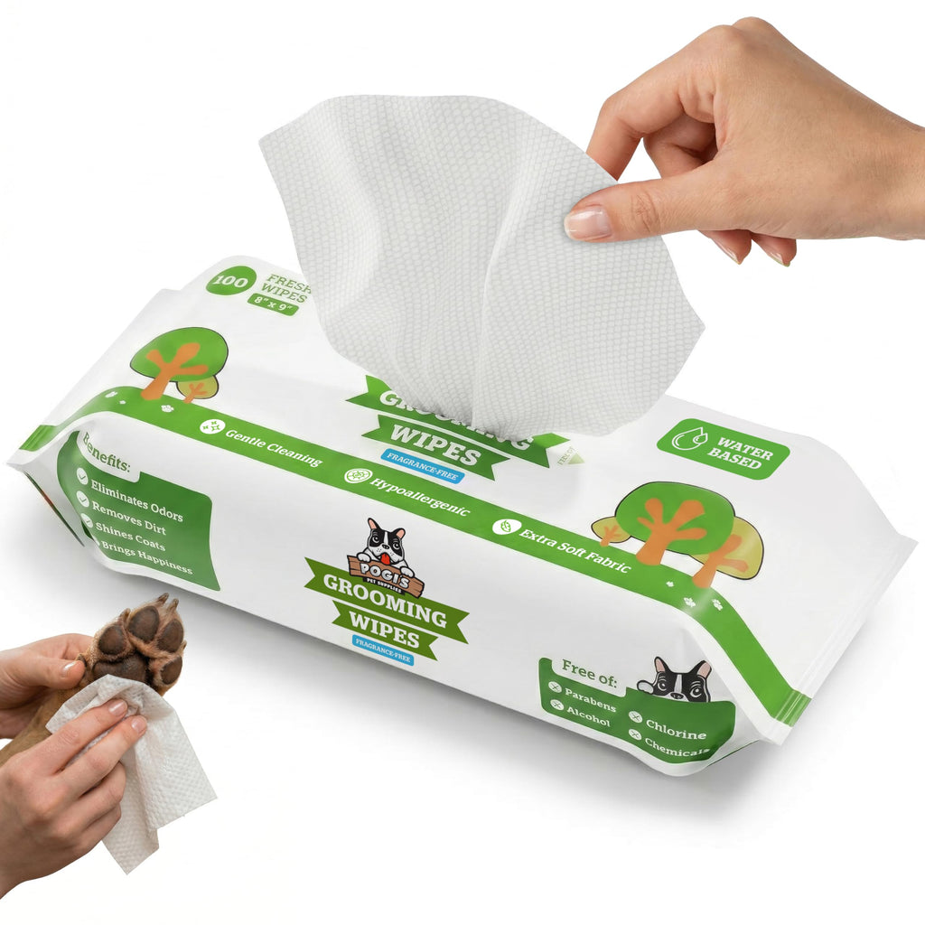 Pogi’s Dog Grooming Wipes – Hypoallergenic Pet Wipes for Paws, Body & Butt – Cleaning & Hydrating, Fragrance F