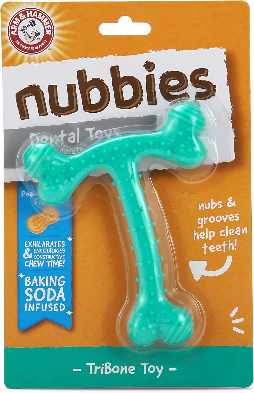 Arm & Hammer Nubbies T-Bone Dental Dog Chew Toys, Peanut Butter Flavor - Durable Nylon Chewing Toys for Dogs,  - view 2