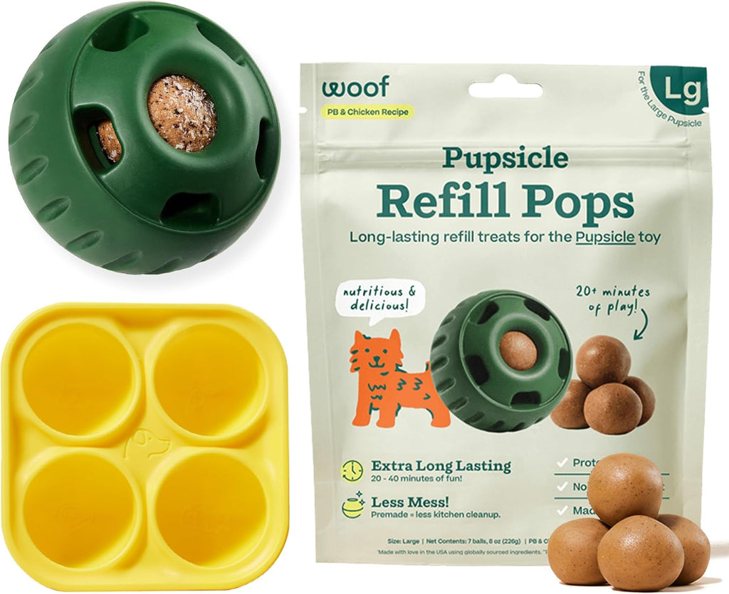 WOOF Starter Pack - Interactive Dog Toys for Boredom - Dog Treat Molds Silicone - Chicken-Flavored Healthy Tre