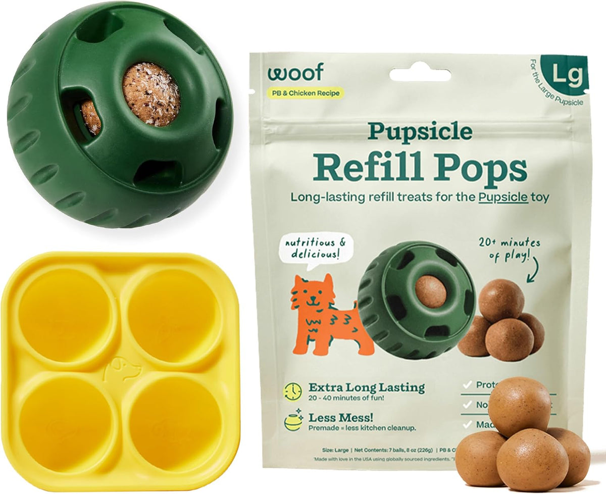 WOOF Starter Pack - Interactive Dog Toys for Boredom - Dog Treat Molds Silicone - Chicken-Flavored Healthy Tre