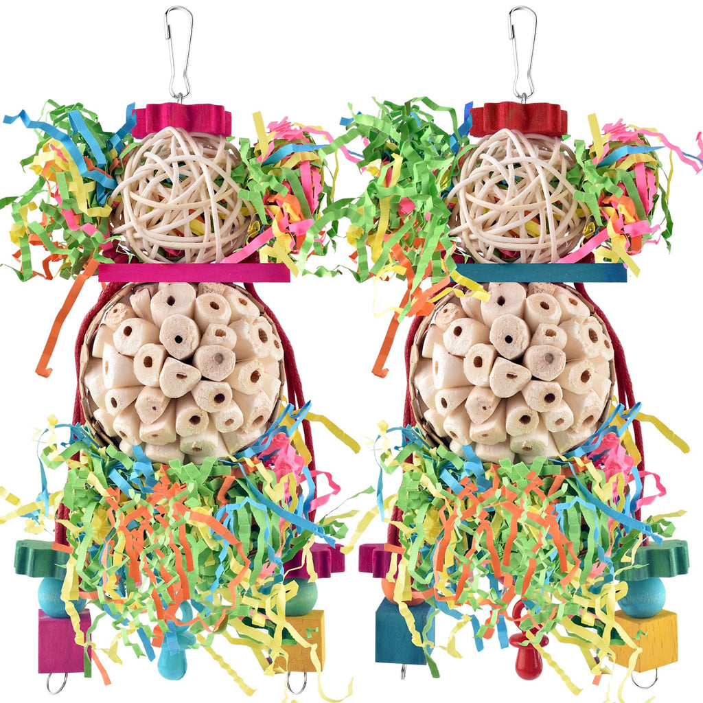 Bissap 2PCS Bird Parrot Foraging Shredder Hanging Toys Sola Balls Sepak Takraw with Pacifier for Small Parrots