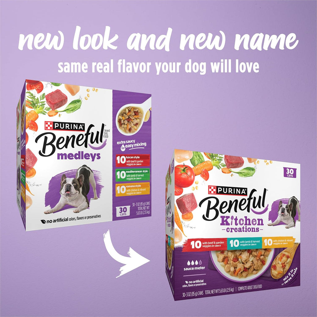 Purina Beneful Kitchen Creations With Beef, Chicken, or Lamb Wet Dog Food Variety Pack - (Pack of 30) 3 oz. Ca - view 2