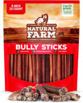 Natural Farm Odor-Free Bully Sticks (6 Inch, 25 count),1.3 lb. Bag, Fully Digestible 100% Beef Pizzle Chews,Gr