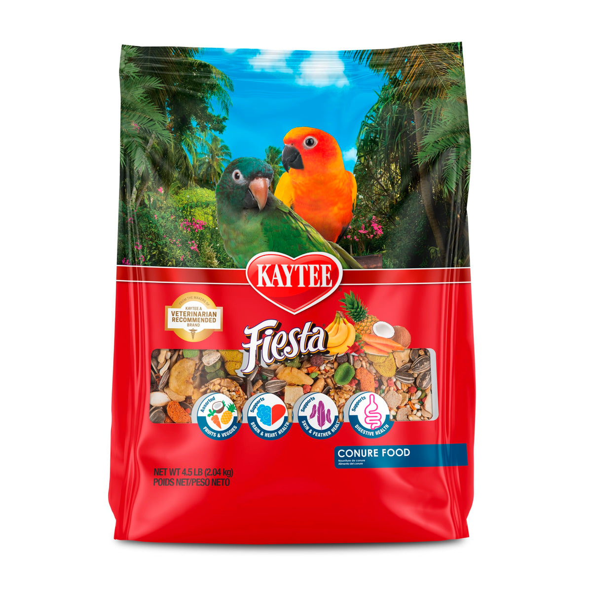 Kaytee Fiesta Conure Food, Nutritious and Fun Blend, Supports Skin, Feather, Digestion, Brain and Heart Health