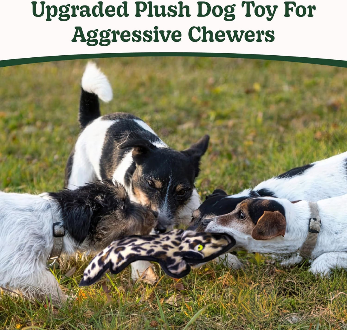 SHARLOVY No Stuffing Dog Toys Crinkle Squeaky, Long Lasting Chews for Aggressive, Durable Plush Dog Puppy Chew