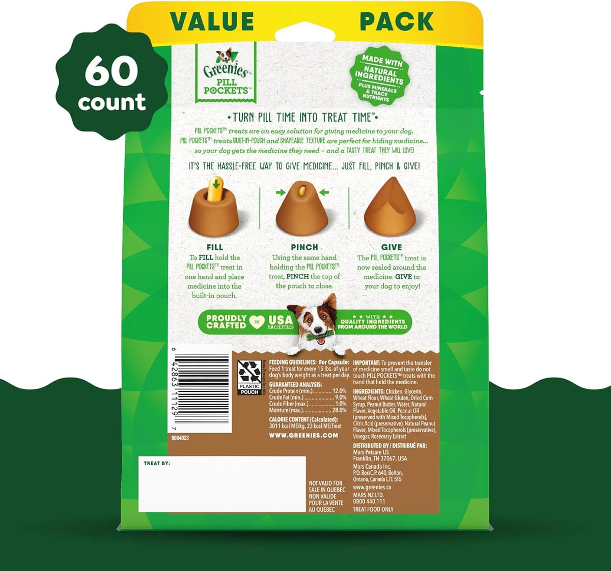 Greenies Pill Pockets for Dogs, Large Size Soft Dog Treats, Peanut Butter Flavor, 15.8 oz. Pouch - view 2
