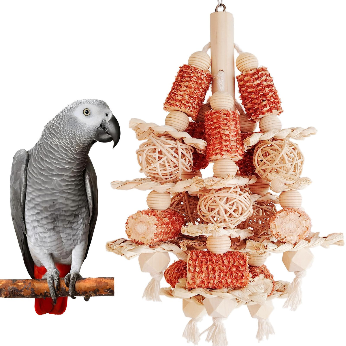 Bird Toys, Natural Corn Stick Parrot Toys Hanging in Bird Cages，for Small and Medium-Sized Macaws,African Grey