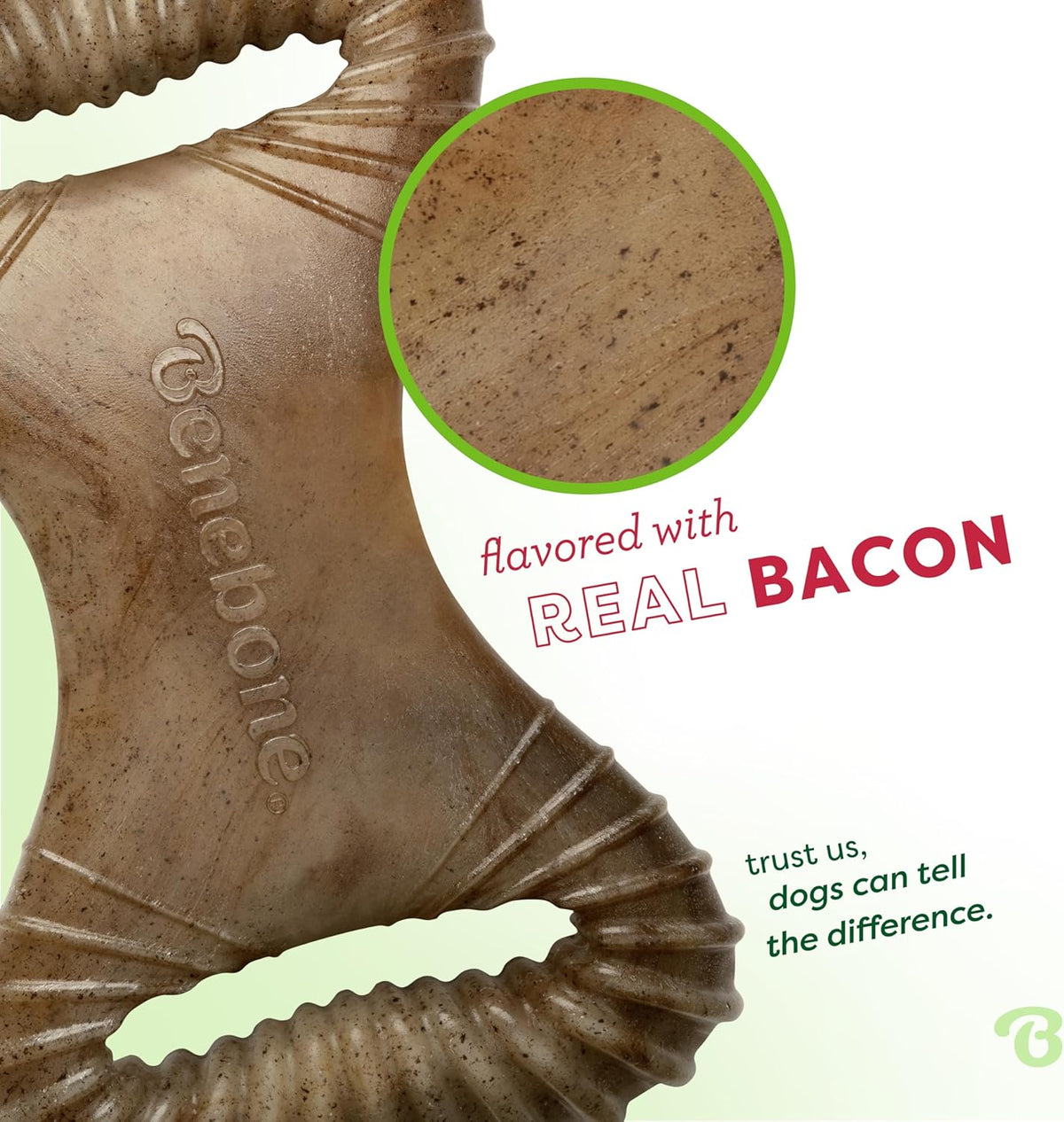 Benebone Dental Durable Dog Chew Toy for Aggressive Chewers, Real Bacon, Made in USA, Medium - view 2