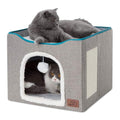 Bedsure Cat Beds for Indoor Cats - Large Cat Cave for Pet Cat House with Fluffy Ball Hanging and Scratch Pad, 