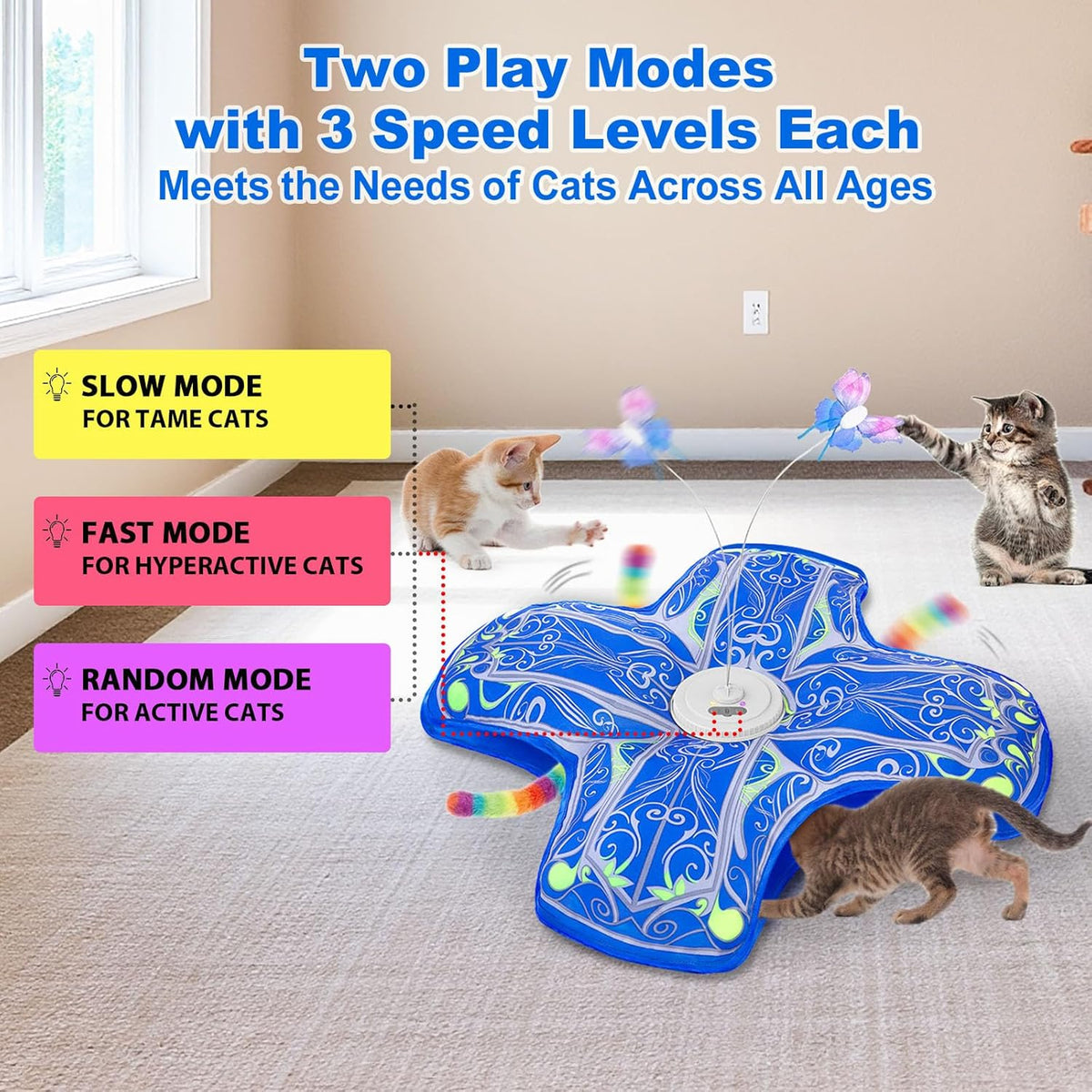 Interactive Cat Toys for Indoor Cats,[Newly Upgraded] Rechargeable Touch Activated Hide and Seek Kitten Toys f - view 4