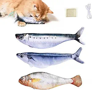 Petgravity Bite-Sized Realistic Flopping Fish Cat Toys, 3 Pack, Interactive Cat Toys for All Breeds, Tap-Activ