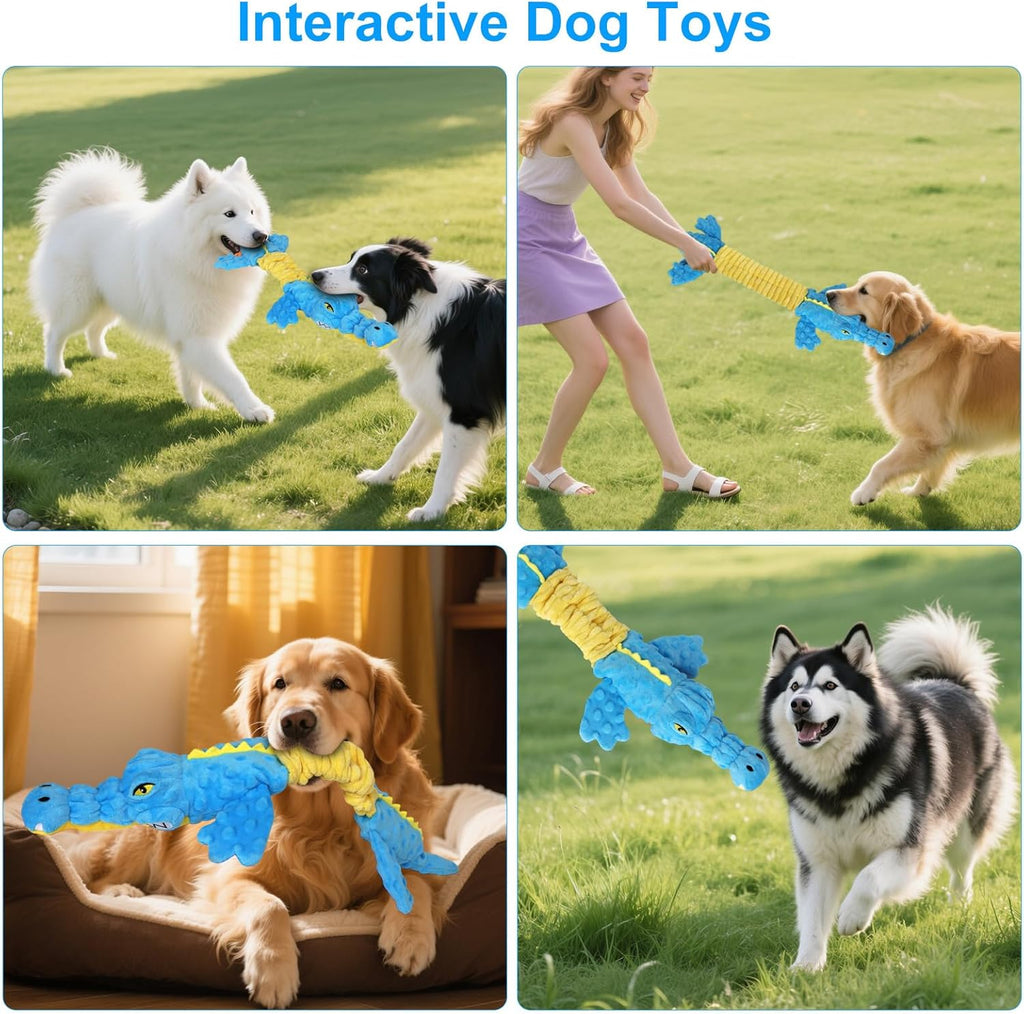 Homounter Dog Toys Cute Crocodile Squeaky Plush Pet Toy for Small to Large Breeds Interactive Chew Toy with Wh - view 7