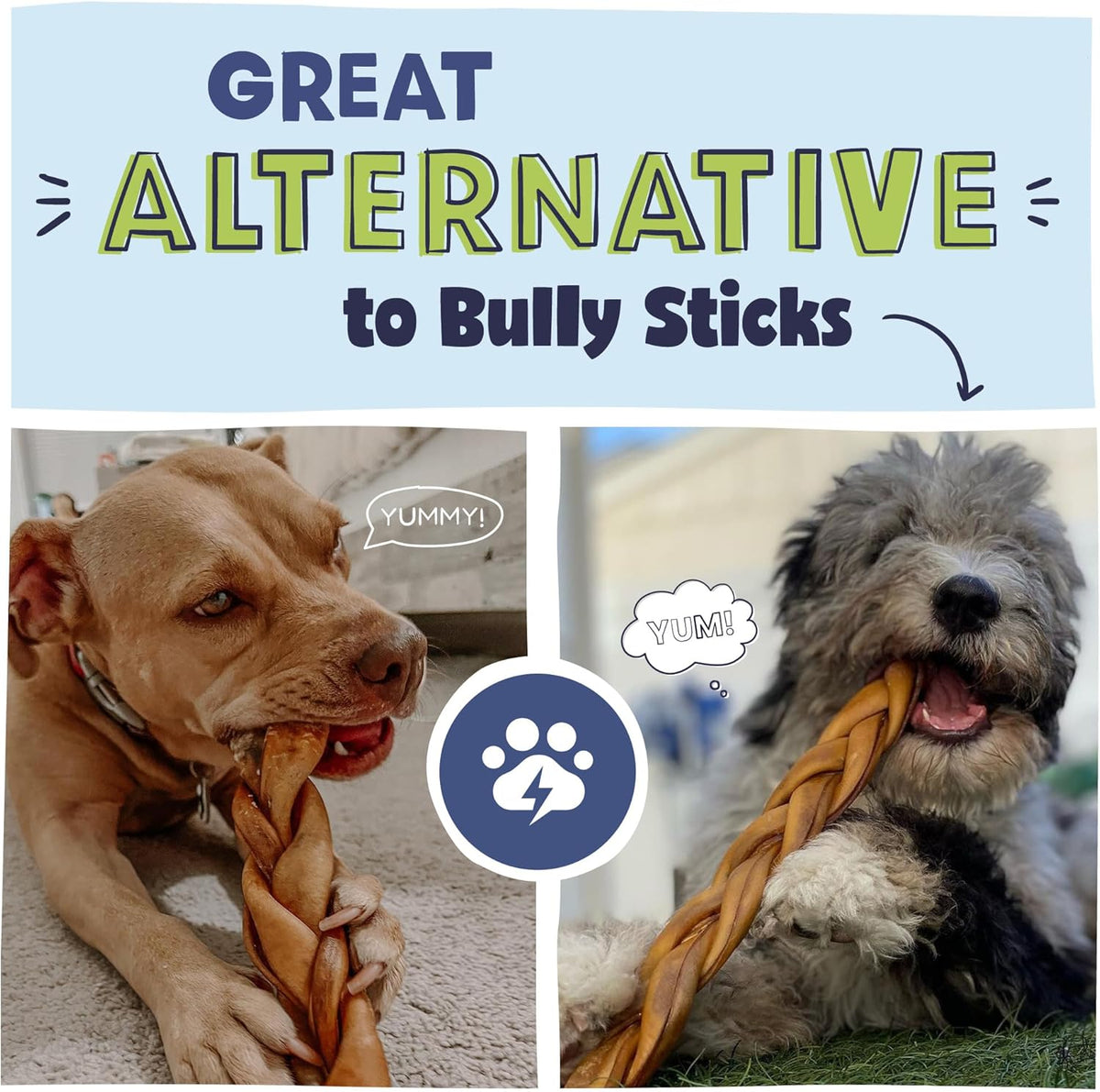 Pawstruck Natural Large 10-13” Beef Collagen Braids for Dogs – Long-Lasting Rawhide & Bully Stick Alternative, - view 4