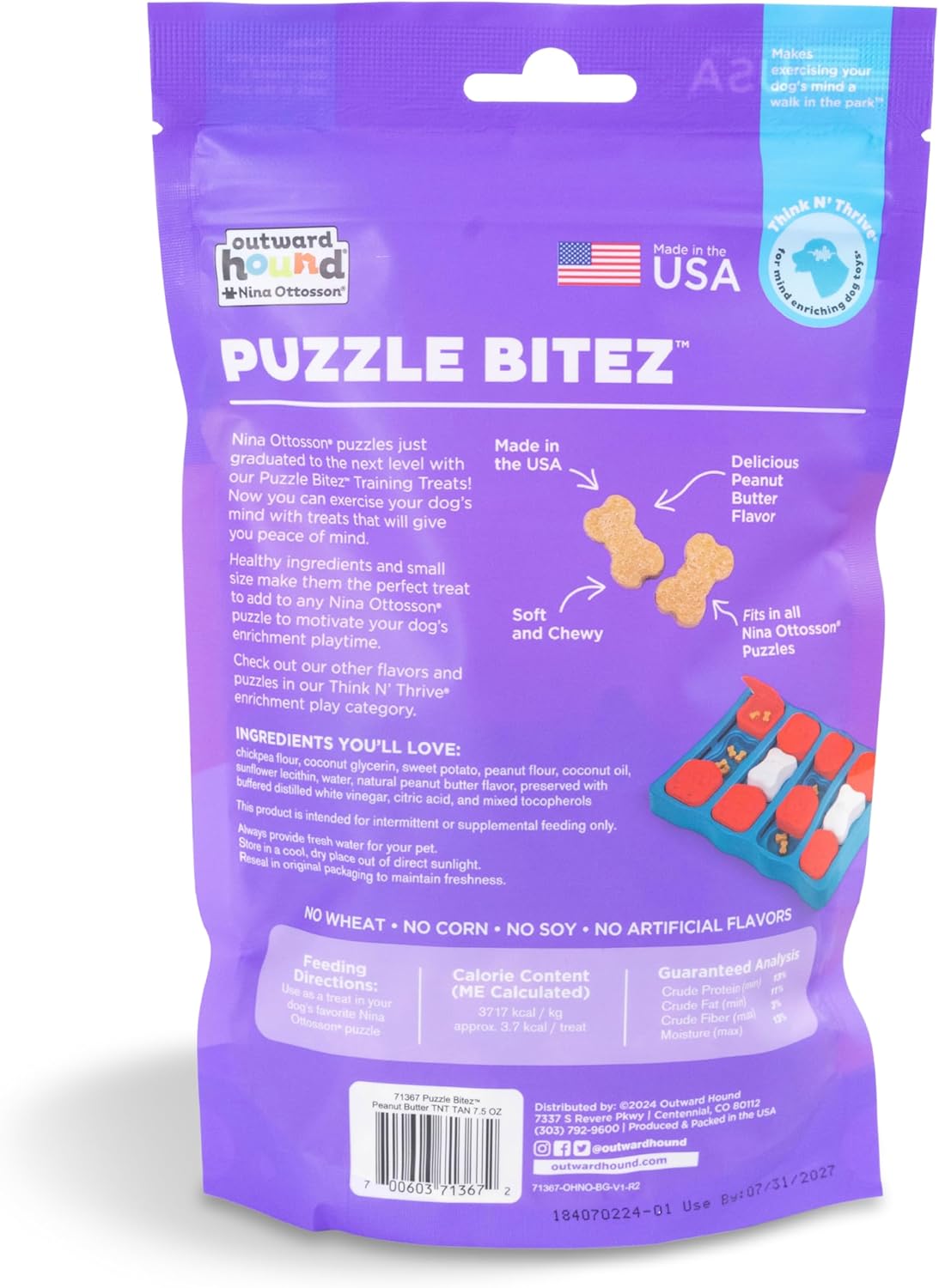Outward Hound by Nina Ottosson Puzzle Bitez USA Made Dog Treats, Peanut Butter Flavor, Bite-Sized Training Rew - view 2