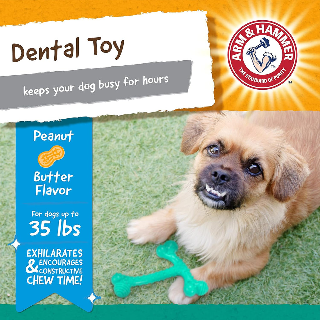 Arm & Hammer Nubbies T-Bone Dental Dog Chew Toys, Peanut Butter Flavor - Durable Nylon Chewing Toys for Dogs,  - view 3