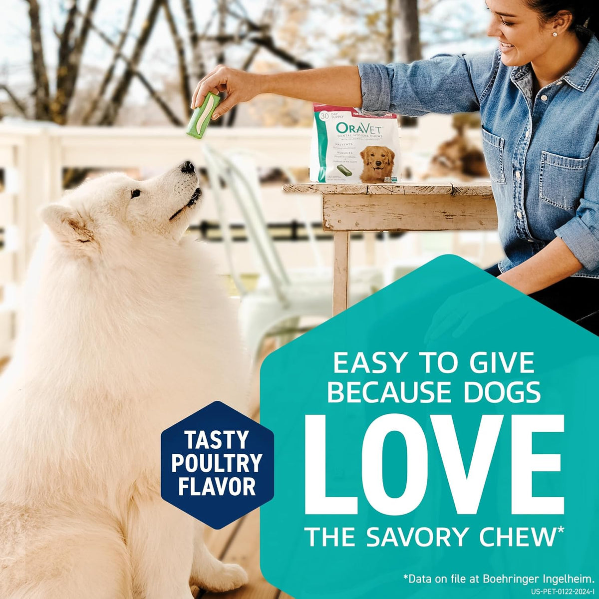 ORAVET Dental Chews for Dogs, Oral Care and Hygiene Chews (Medium Dogs, 25-50 lbs.) Purple Pouch, 30 Count - view 8