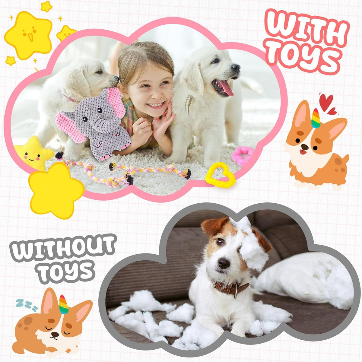 XIUGOAL Pink Puppy Toys - 9 Pack Puppy Chew Toys for Teething, Enrichment Dog Toys for Small Dogs to Keep Them - view 5