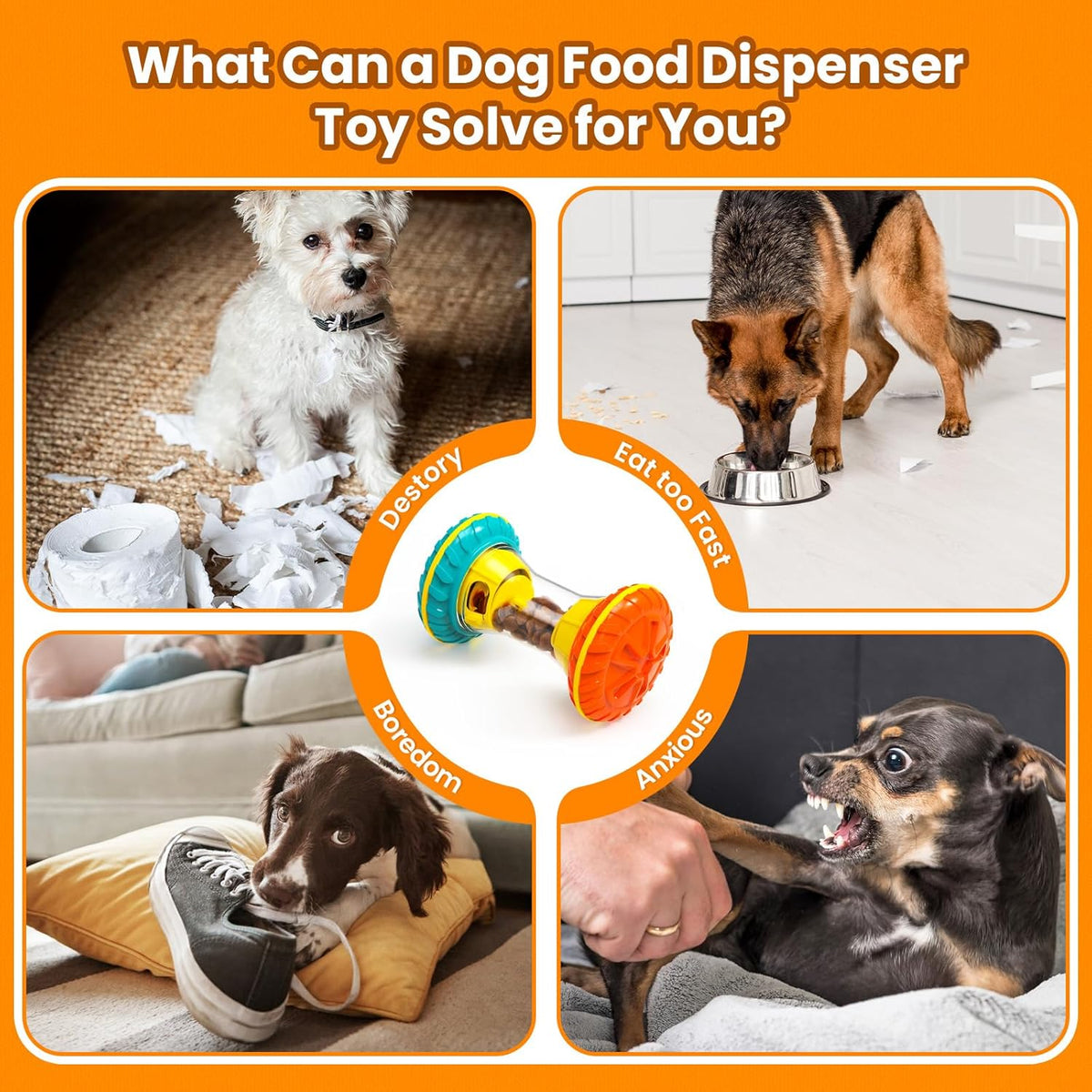 Interactive Dog Puzzle Toys for Boredom, Dogs Enrichment Toy to Keep Them Busy, Treat Dispensing Slow Feeder - view 5