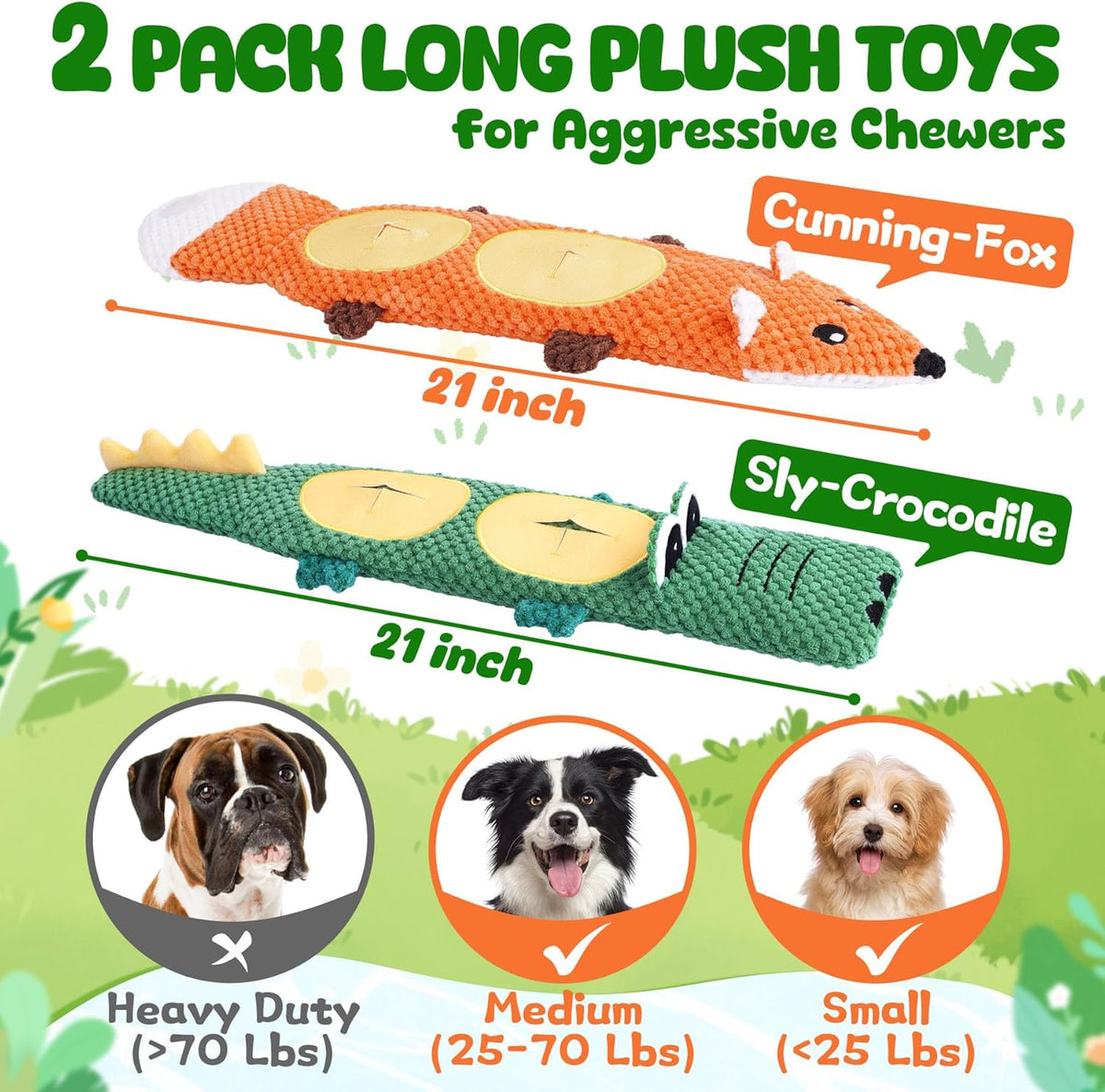 XIUGOAL Interactive Dog Toys for Chewers, 2 Pack No Stuffing Dog Toys for Boredom and Teething, Squeaky Chew T - view 2