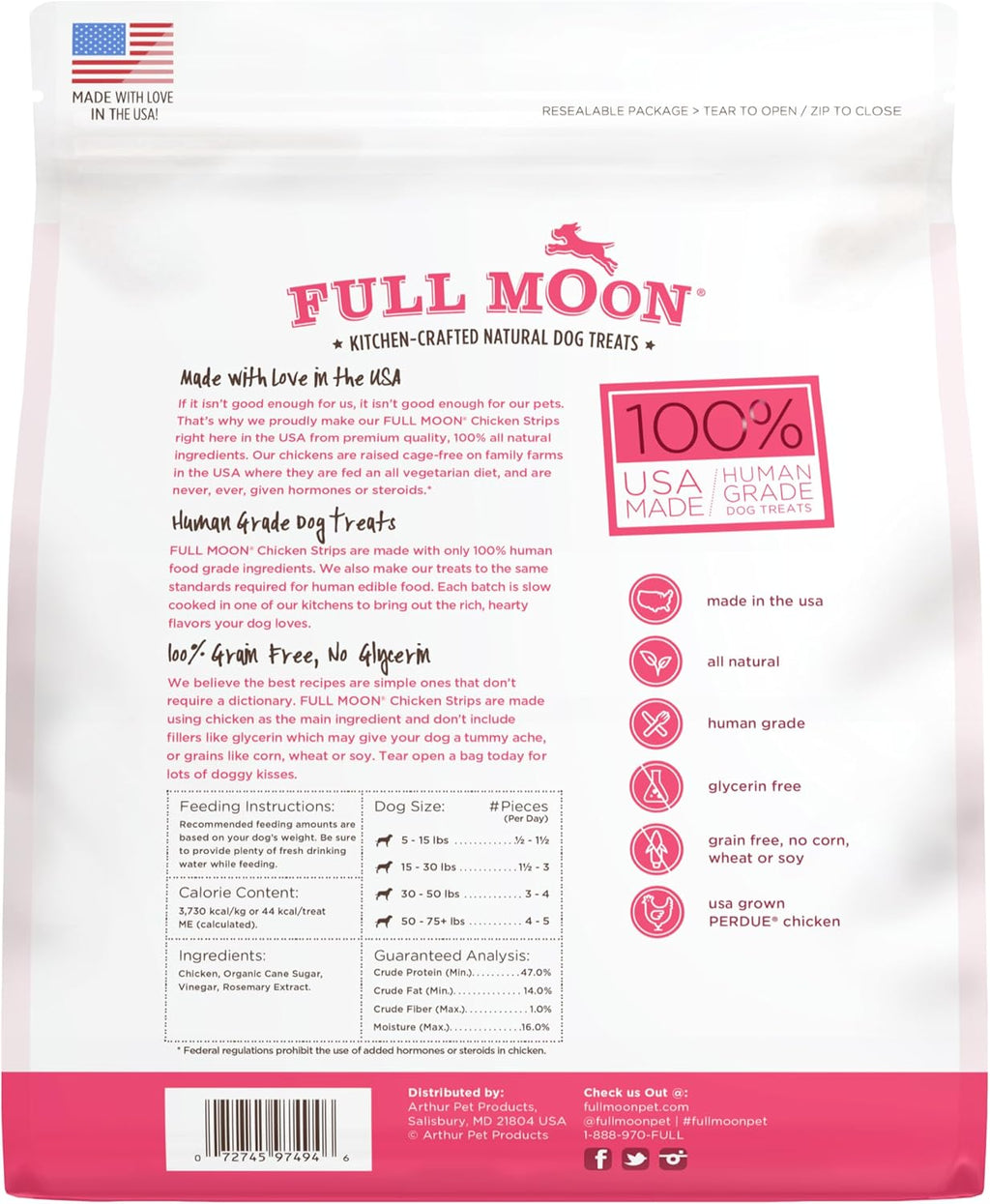 Full Moon Chicken Strips Healthy All Natural Dog Treats Human Grade Made in USA Grain Free, 1.5 Pound (Pack of - view 2