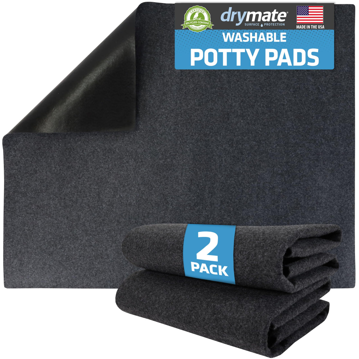 Drymate 2-Pack Washable Pee Pads for Dogs (29x36), Waterproof, Absorbent, Slip-Resistant, Reusable Pet Trainin