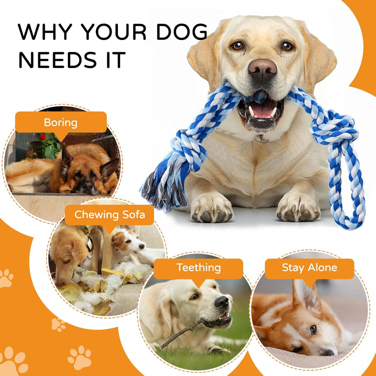 TLAZZ 2 Pack Dog Rope Toys for Medium Large Breed, Nearly Indestructible Dog Chew Toys for Aggressive Chewers, - view 6