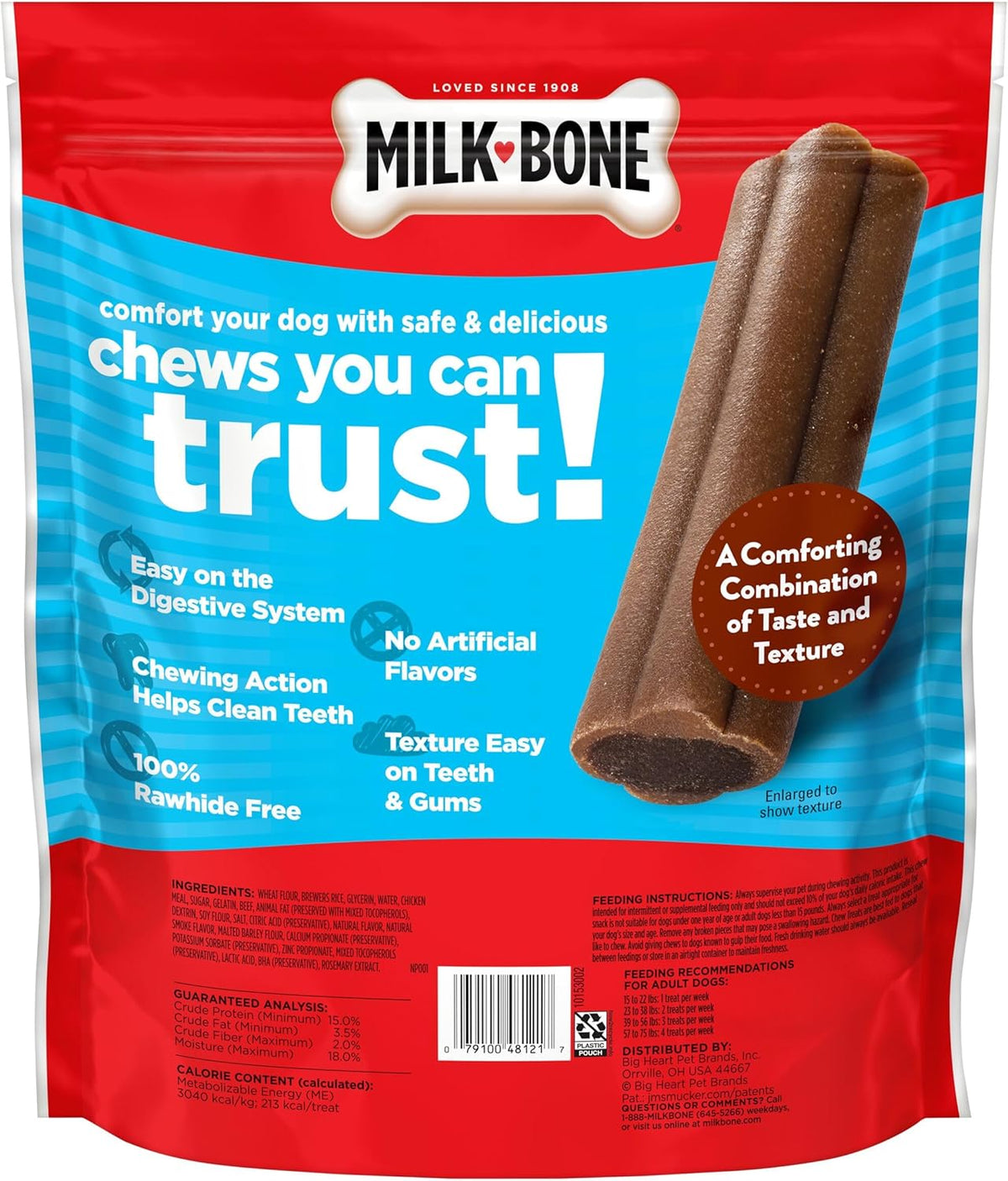 Milk-Bone Comfort Chews, Rawhide Free Dog Treats with Unique Chewy Texture and Real Beef, 16 Chews, Easy on Di - view 2