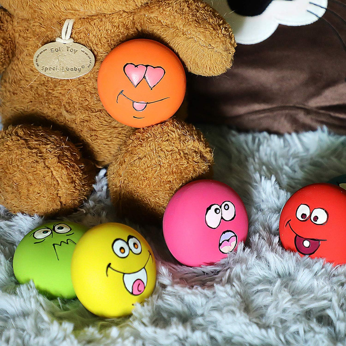 Smile Face Dog Squeaky Toys Soft Latex Squeak Balls for Puppy Small Pet Dogs 6 Pcs/Set - view 2
