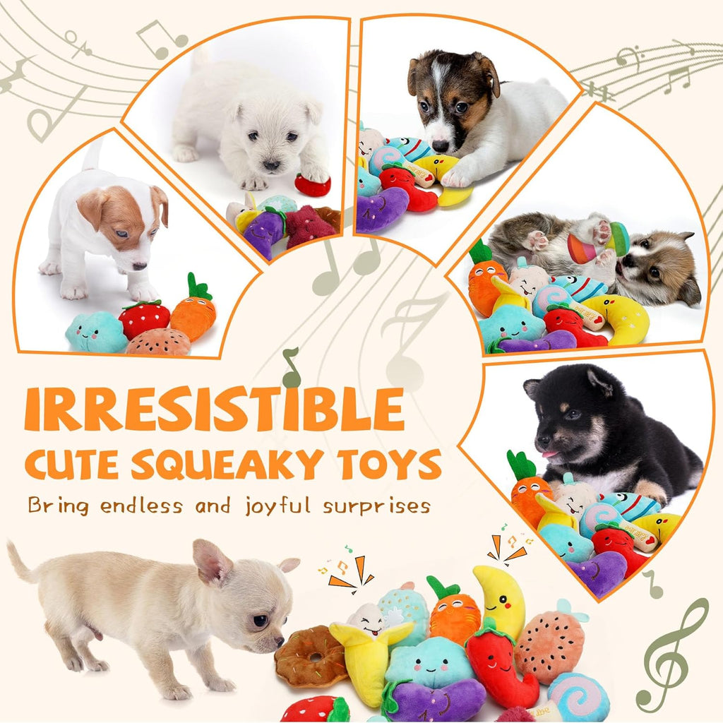 QTwoof Cheerful 20-Pack Squeaky Dog Toys Set - Included 4 Dog Bags, Plush Puppy Toys with Irresistibly Cute Ch - view 5