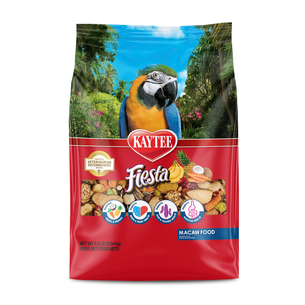 Kaytee Fiesta Macaw Food, Nutritious and Fun Blend, Supports Skin, Feather, Digestion, Brain and Heart Health,