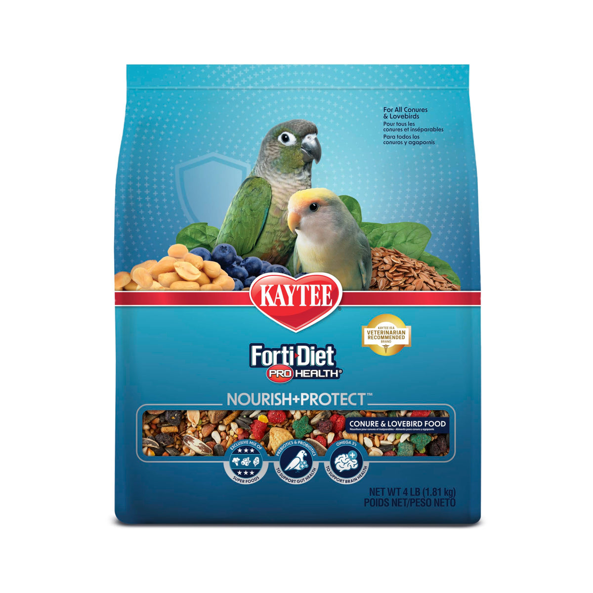 Kaytee Forti-Diet Pro Health Nourish+Protect Conure & Lovebird Food, Comprehensive Nutrition Backed by Science
