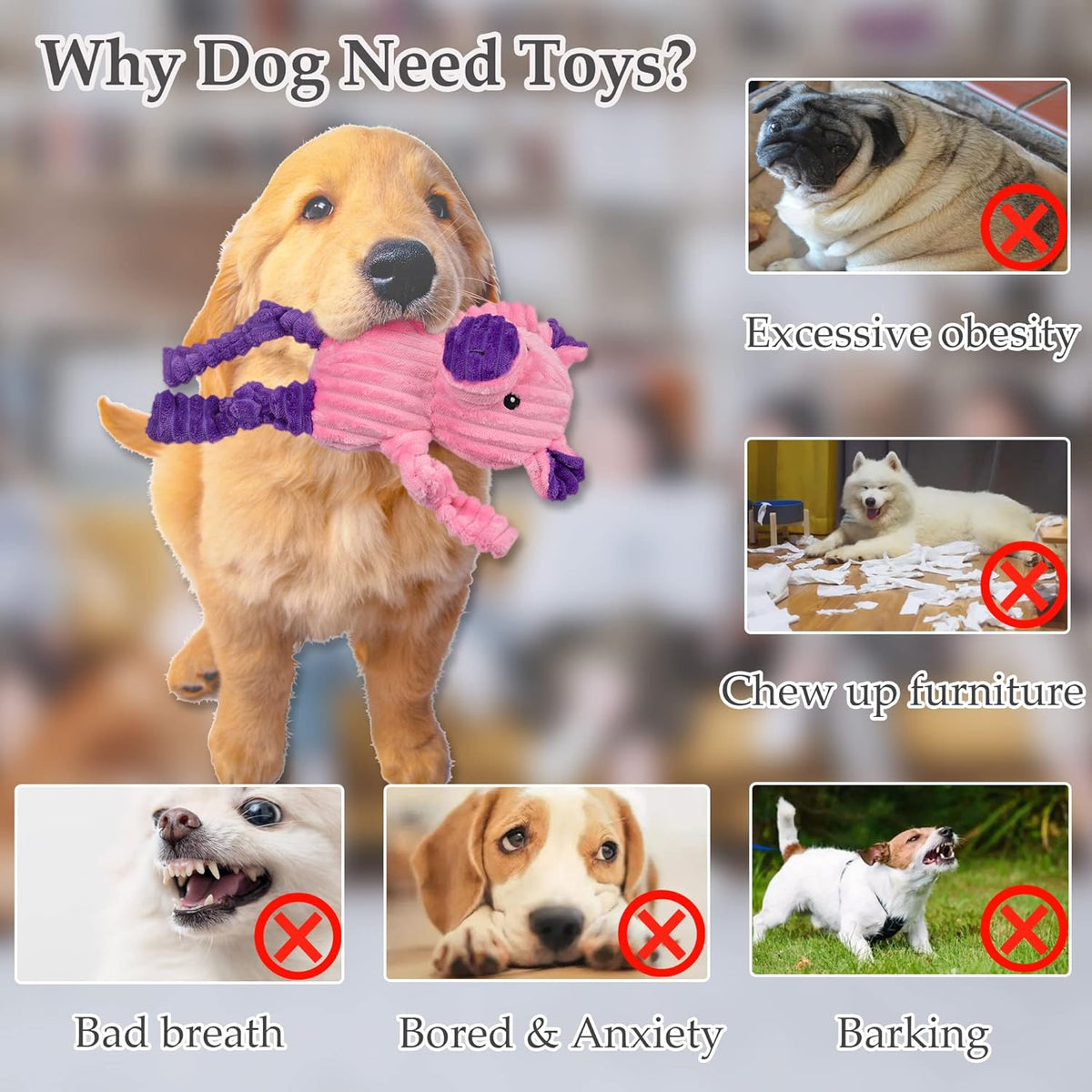 5 Pack Tough Dog Toys Stuffed Squeaky Dog Toys Assortment Plush Animal Dog Toy Value Bundle Puppy Pet Dog Toys - view 4