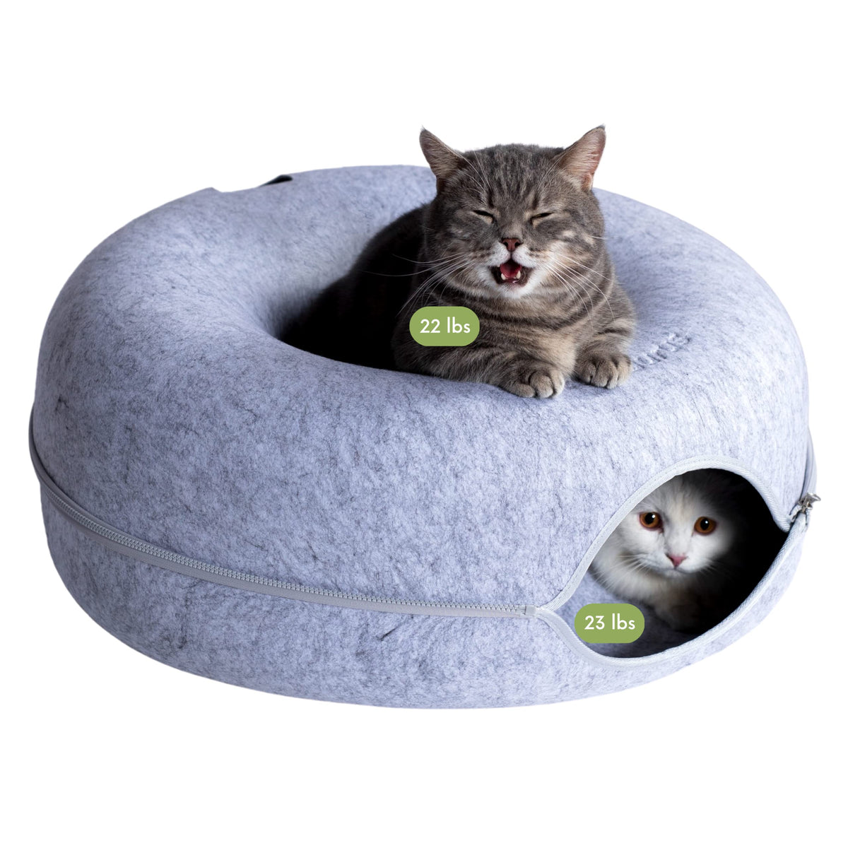 Cattasaurus Peekaboo Cat Cave Donut for Multiple & Large Cats up to 30-45 lbs, 3-in-1 Self Warming Cat Bed, Tu