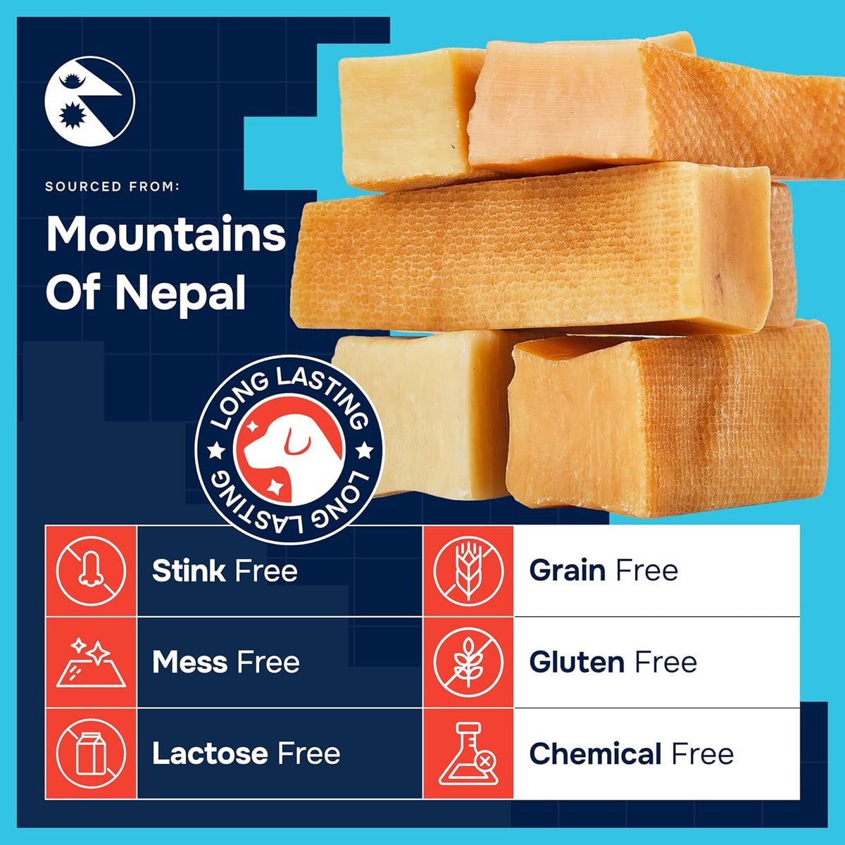 100% Natural Yak Cheese Himalayan Made Dog Chews All Breeds - Lactose Free Yak Chew for Small, Medium & Large  - view 3