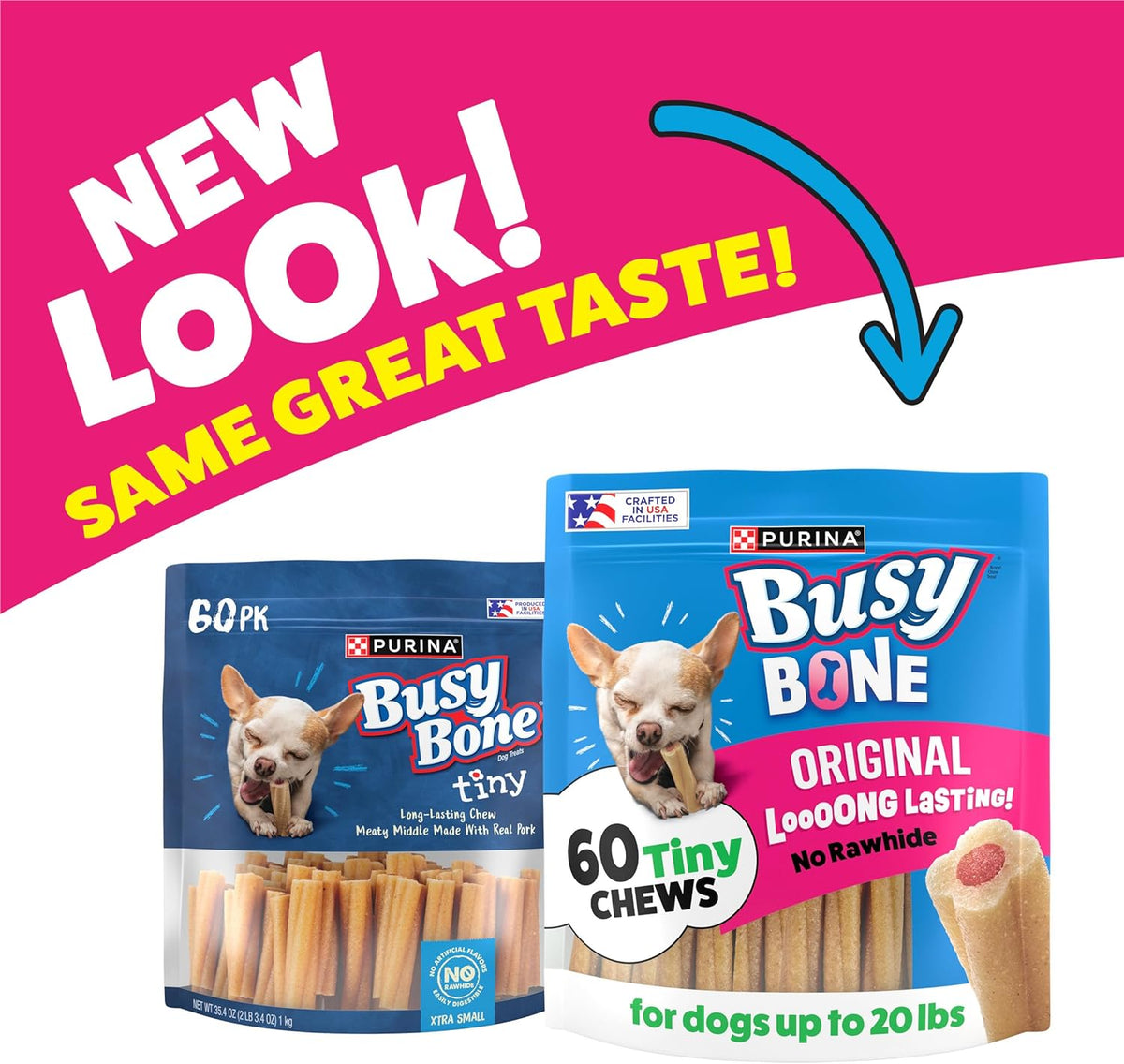 Purina Busy Bone Adult Toy Breed Dog Chew Bone Treats, Tiny - 60 ct. Pouch - view 2