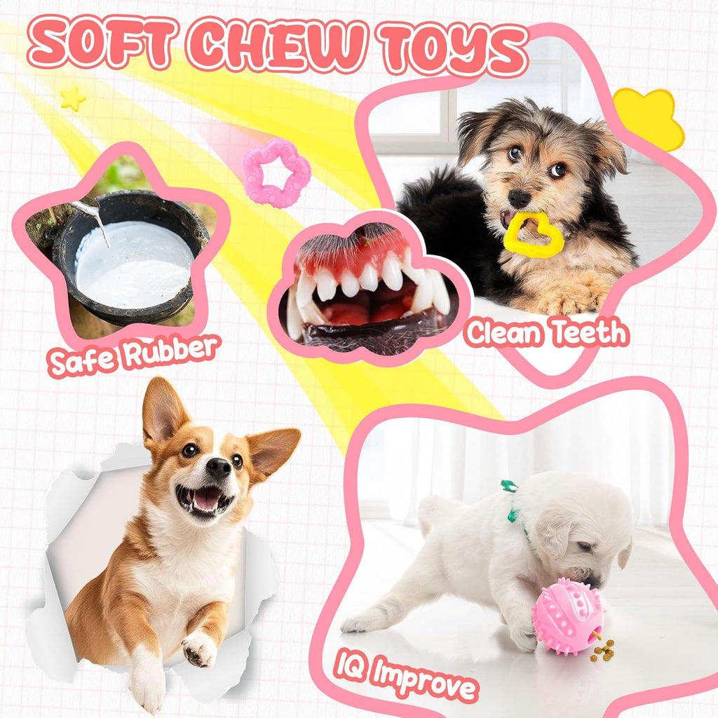 XIUGOAL Pink Puppy Toys - 9 Pack Puppy Chew Toys for Teething, Enrichment Dog Toys for Small Dogs to Keep Them - view 3