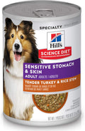 Hill's Science Diet Adult 1-6 Sensitive Stomach & Sensitive Skin Wet Dog Food, Tender Turkey & Rice Stew in Gr
