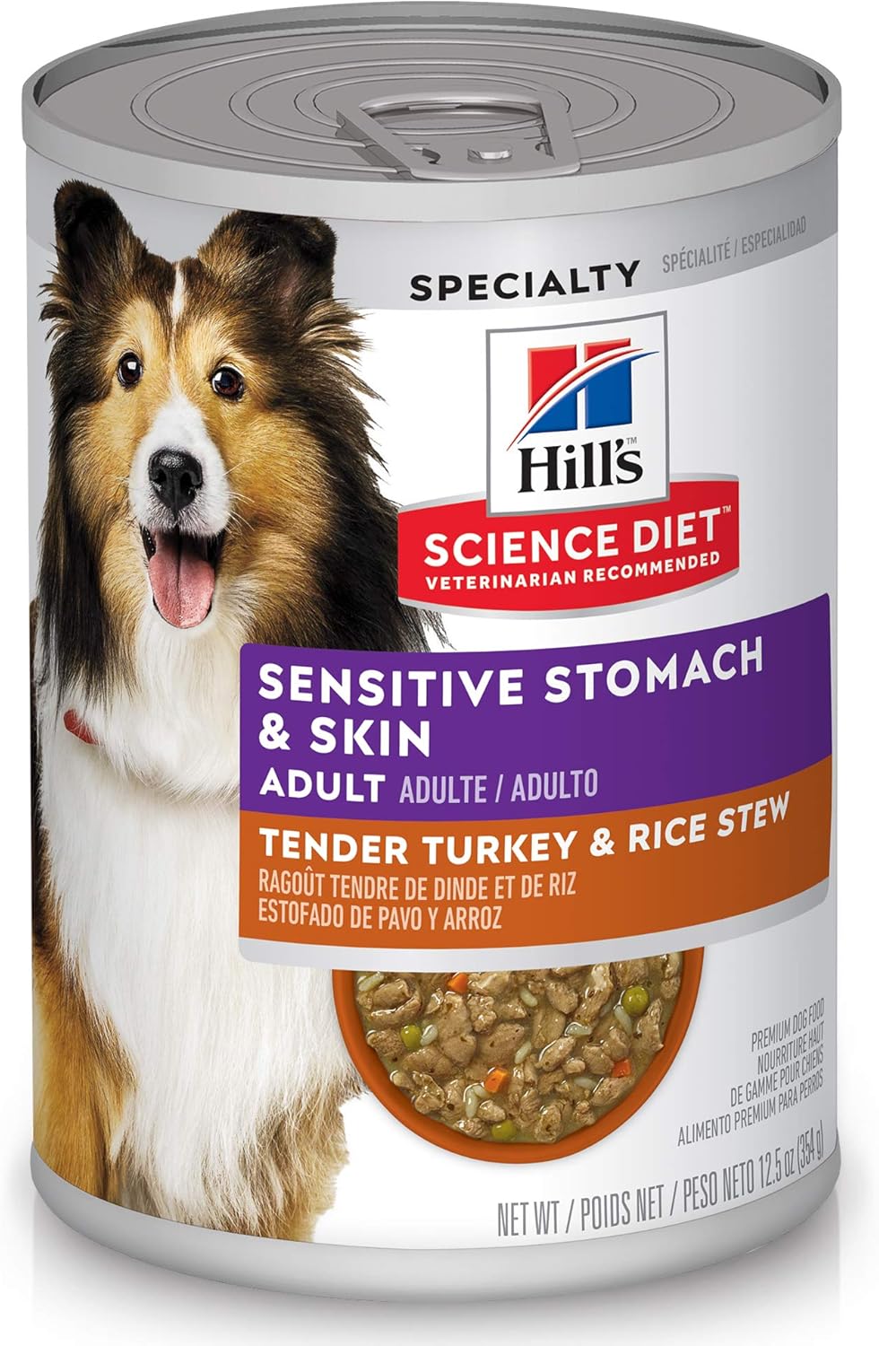 Hill's Science Diet Adult 1-6 Sensitive Stomach & Sensitive Skin Wet Dog Food, Tender Turkey & Rice Stew in Gr