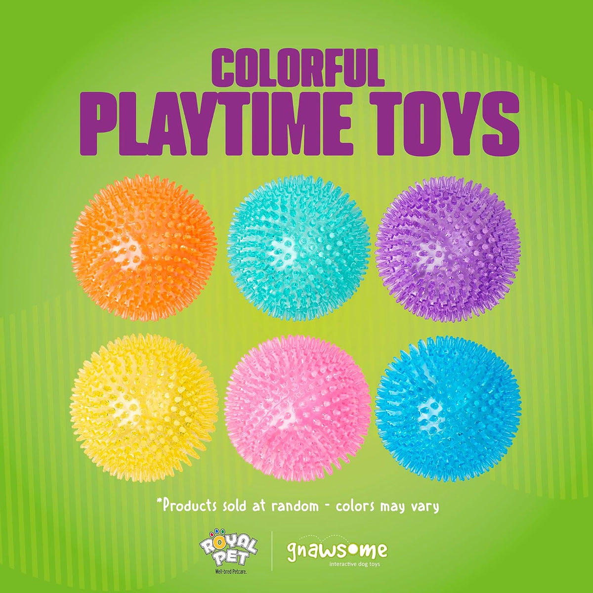 Gnawsome Medium Squeaker Ball Dog Toy, Medium 3.5", Colors will vary, All Breed Sizes - view 5