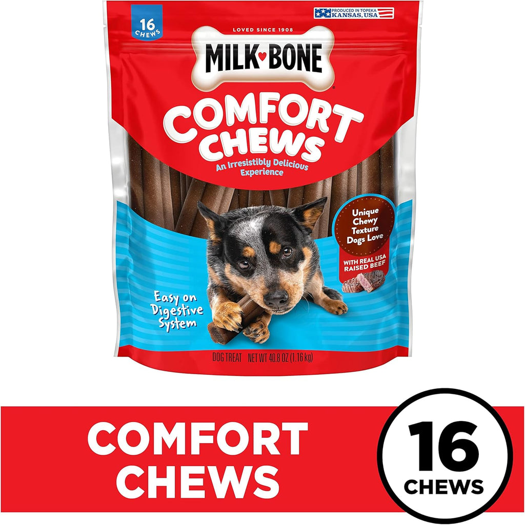 Milk-Bone Comfort Chews, Rawhide Free Dog Treats with Unique Chewy Texture and Real Beef, 16 Chews, Easy on Di - view 3