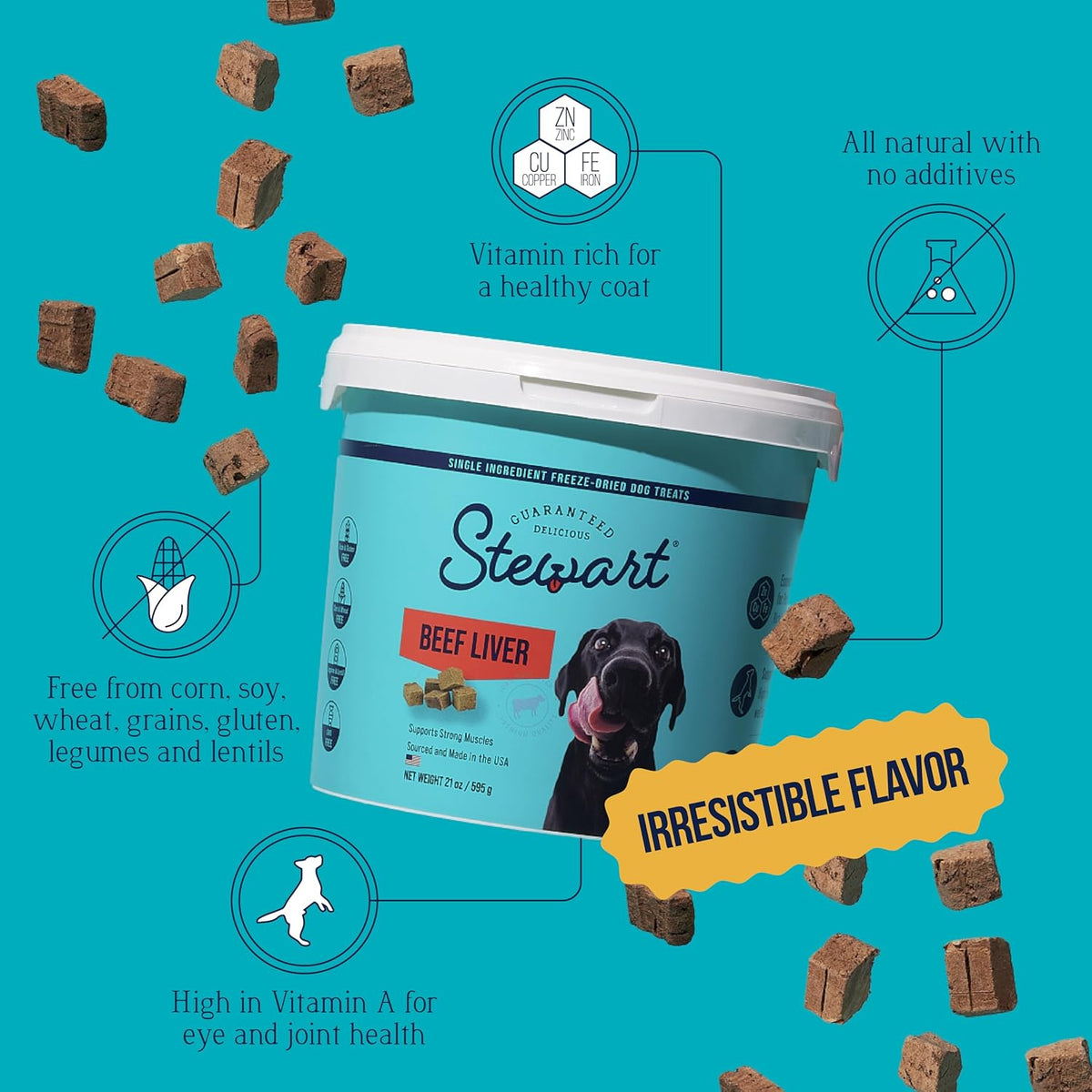 Stewart Beef Liver Dog Treats, 21 oz, ~475 Pieces, Freeze Dried Raw, Single Ingredient, 50% Protein Training T - view 4