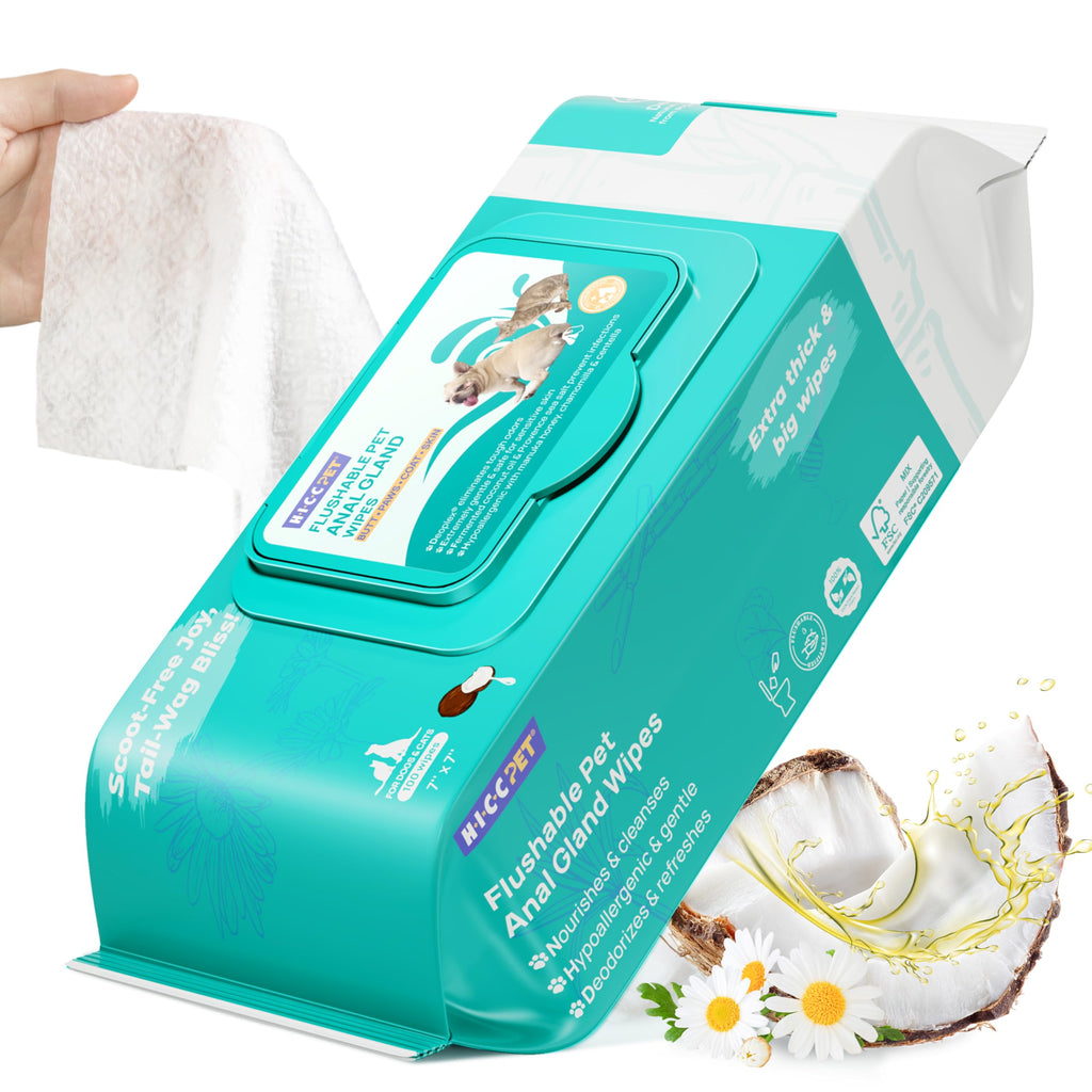 HICC PET Wipes for Dogs & Cats, Cleansing Deodorizing & Soothing Allergy Infections Anal Gland Pets Wipes with