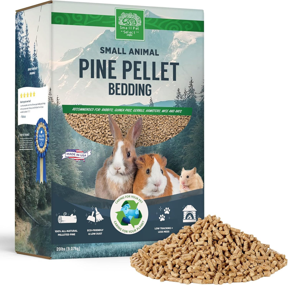 Small Pet Select Pine Pellet Bedding 20lb, Litter Pellets for Rabbit, Guinea Pig, Hamster, Bunny and Other Sma